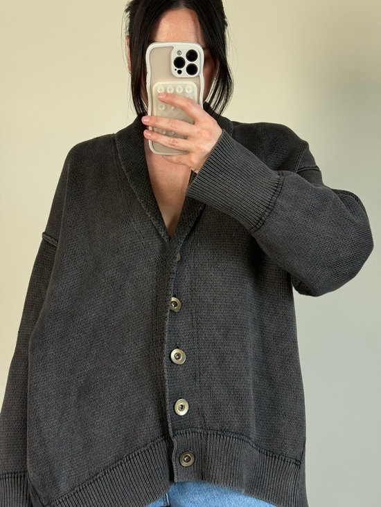 Like New Free People Camomile Oversized Cardigan in Washed Black Size Small - Picture 12 of 12